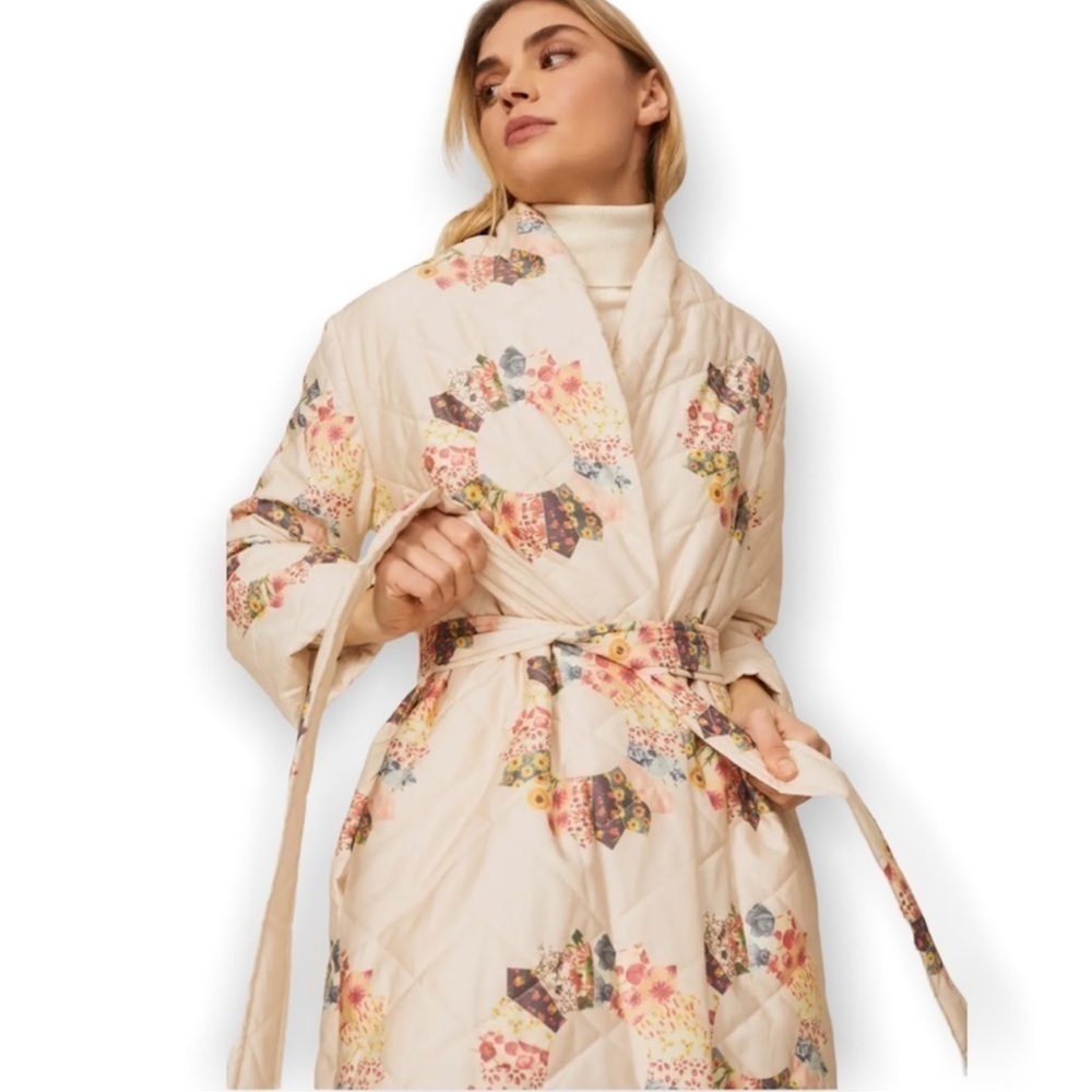 Samantha Sipos Quilted Sunburst Belted Coat